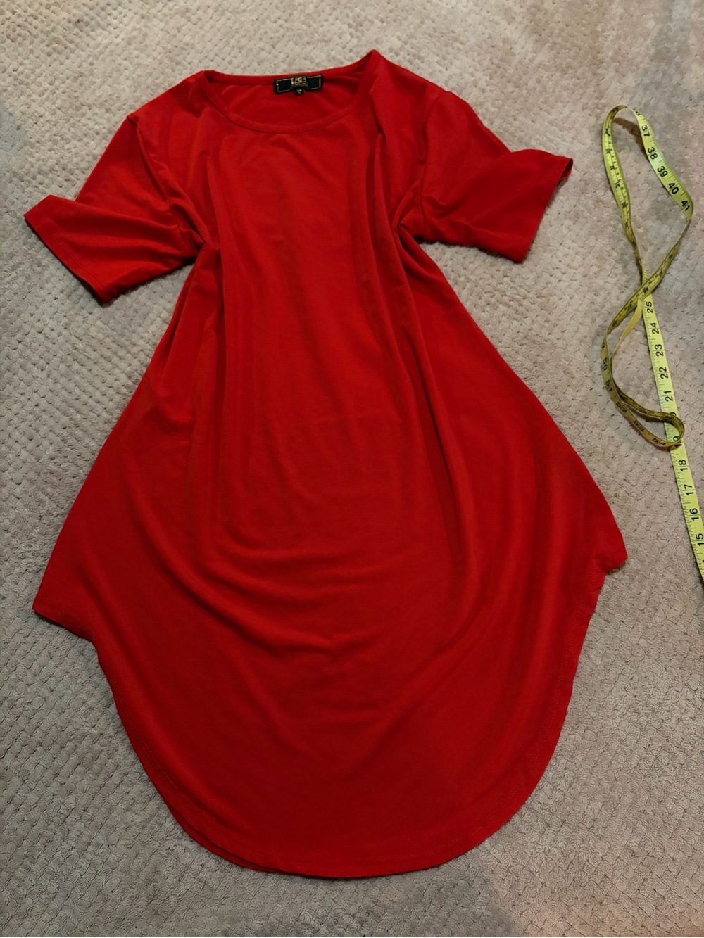 L&B Asymmetrical Red Scoop-Neck A-Line Dress